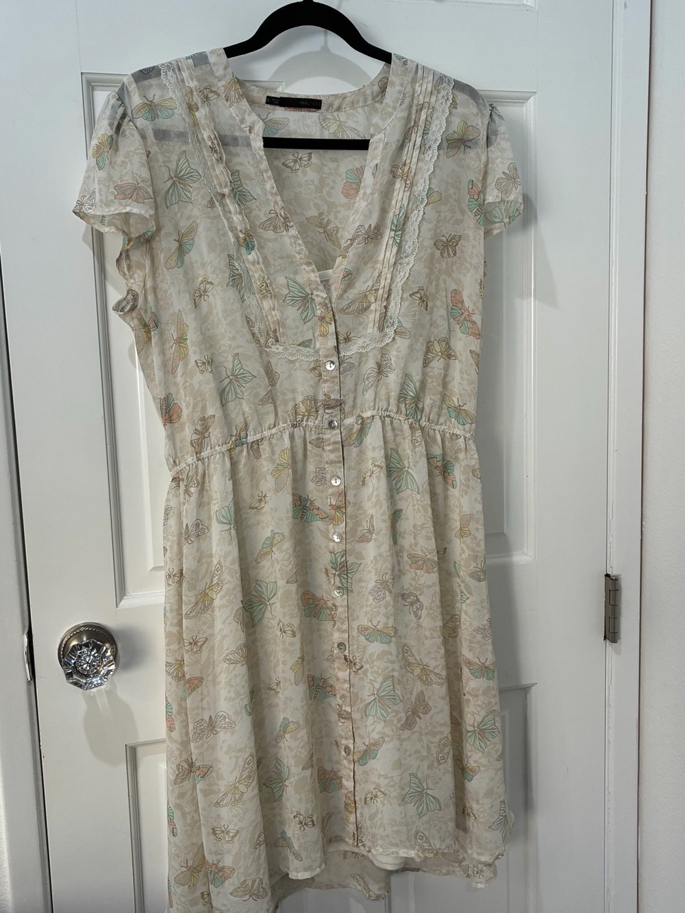 Maurices Cream Butterfly-Print Midi Dress